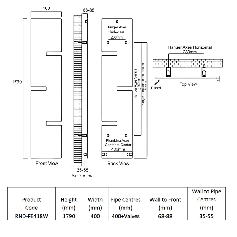 Reina Fiore Designer Vertical Radiator 1790mm H x 400mm W White
