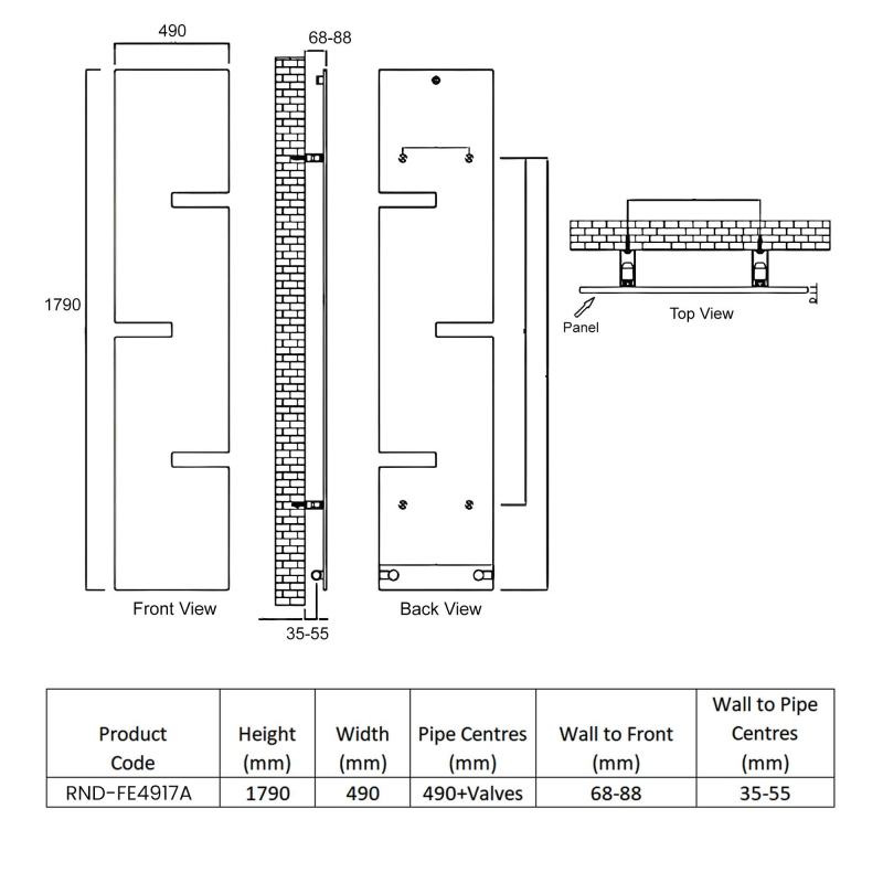 Reina Fiore Designer Vertical Radiator 1790mm H x 490mm W Anthracite