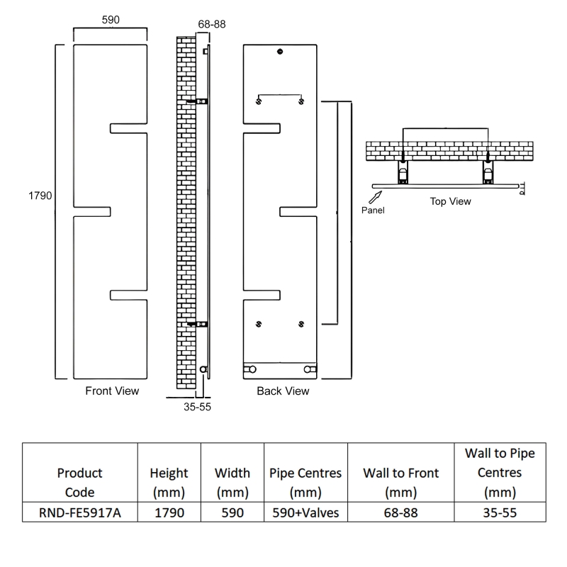 Reina Fiore Designer Vertical Radiator 1790mm H x 590mm W Anthracite
