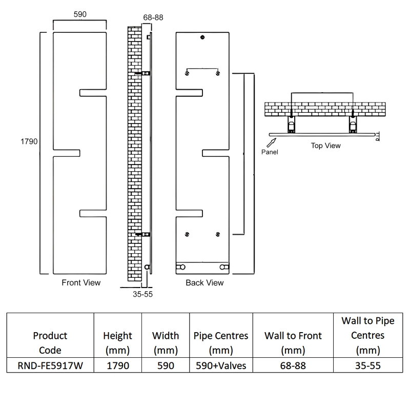 Reina Fiore Designer Vertical Radiator 1790mm H x 590mm W White