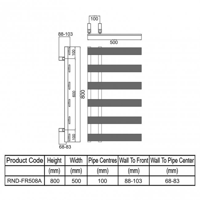 Reina Florina Designer Heated Towel Rail 800mm H x 500mm W Anthracite