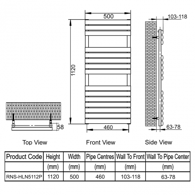 Reina Helin Designer Heated Towel Rail 1120mm H x 500mm W Polished Stainless Steel