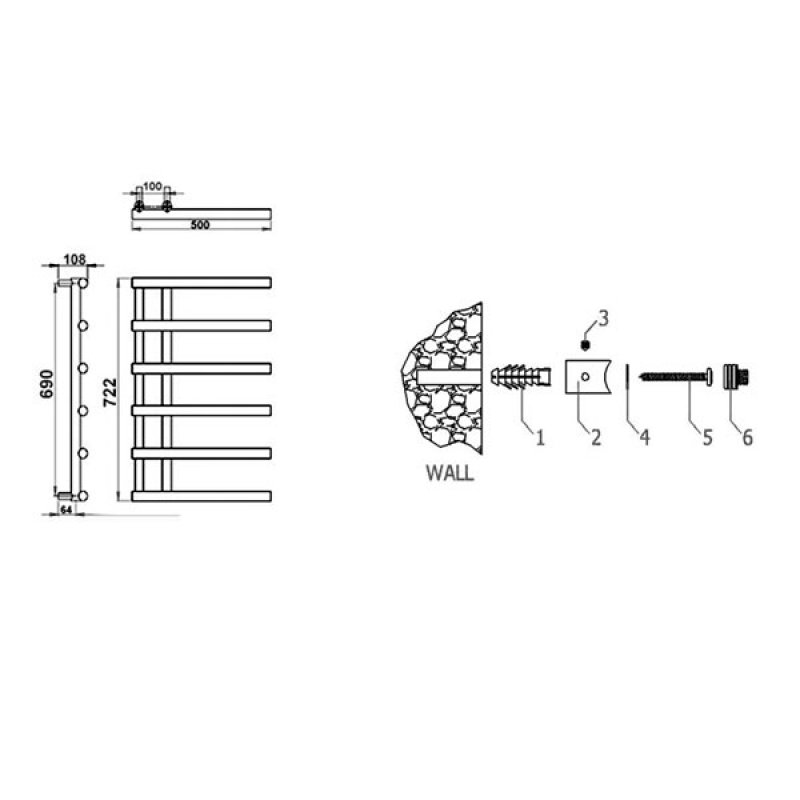 Reina Matera Heated Towel Rail 722mm H x 500mm W Chrome