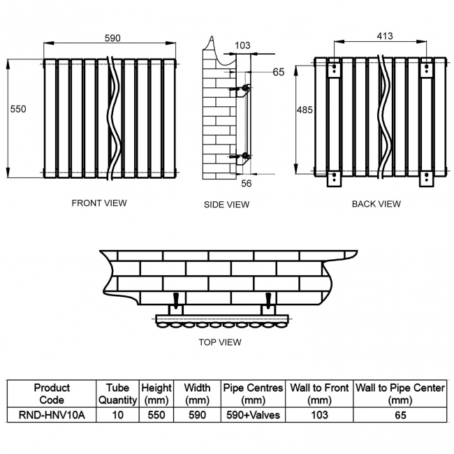 Reina Neva Designer Radiator 550mm H x 590mm W Single Anthracite