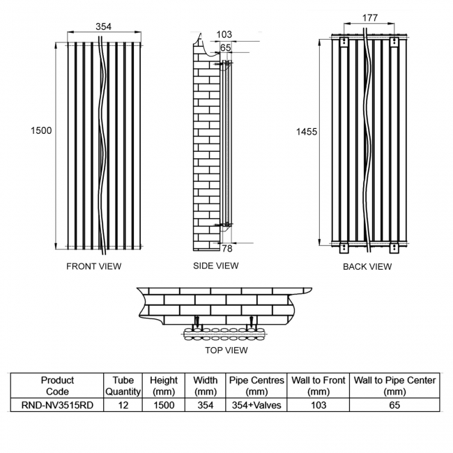 Reina Neva Double Designer Radiator 1500mm H x 354mm W - RAL