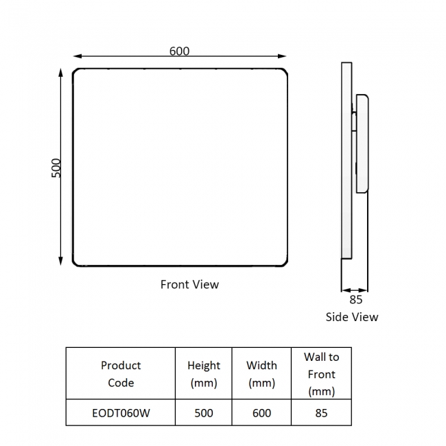 Reina Odet Electric Ceramic Core WiFi Radiator 500mm H x 600mm W - White