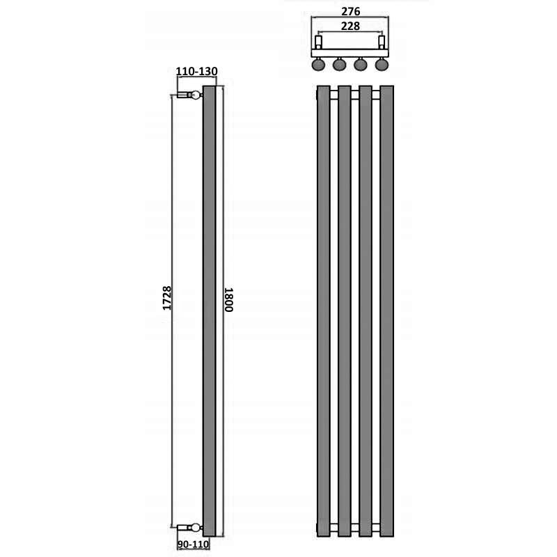 Reina Oria Designer Vertical Radiator 1800mm H x 270mm W White