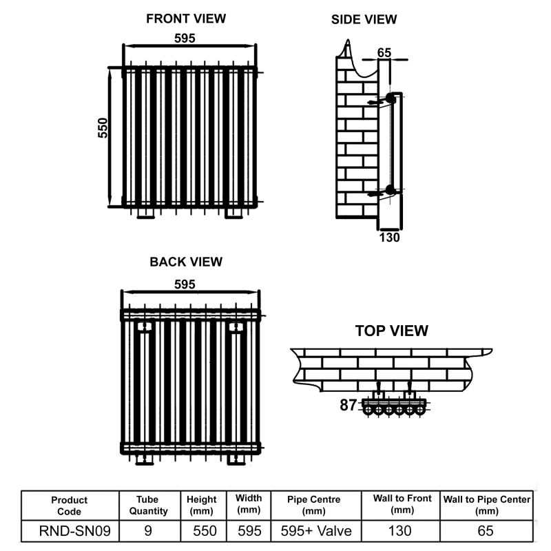 Reina Sena Designer Radiator RNDSN09W 550mm x 595mm White