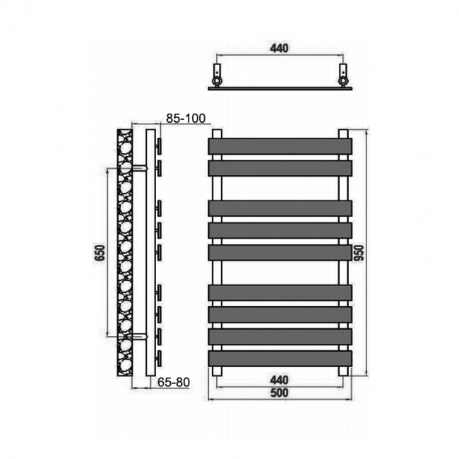 Reina Trento Flat Panel Heated Towel Rail 950mm H x 500mm W Chrome