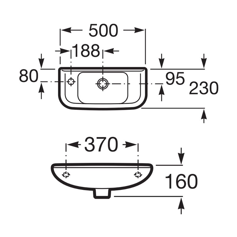 Roca Access Wall Hung Basin 327232000 500mm 1TH