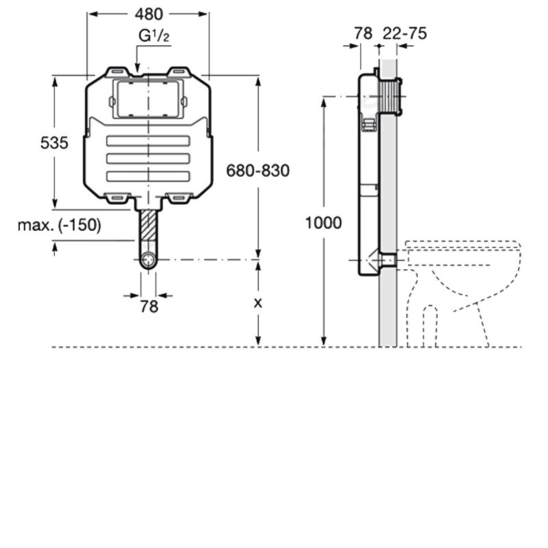 Roca Basic 129346 Concealed Cistern White