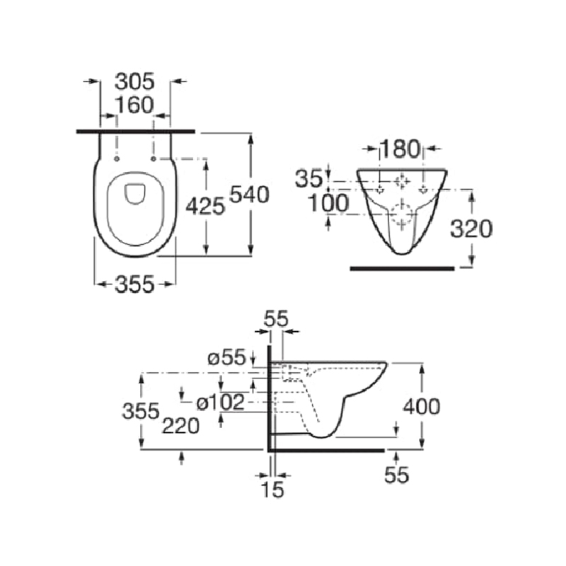 Roca Debba Toilet 346998000 Wall Hung White
