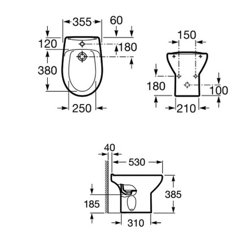 Roca Laura Bidet 355394000+806390004 Floor Mounted 1TH