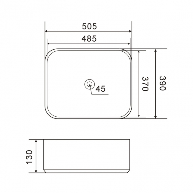 Royo Nomia Sit-On Counter Top Basin 500mm Wide - 0 Tap Hole