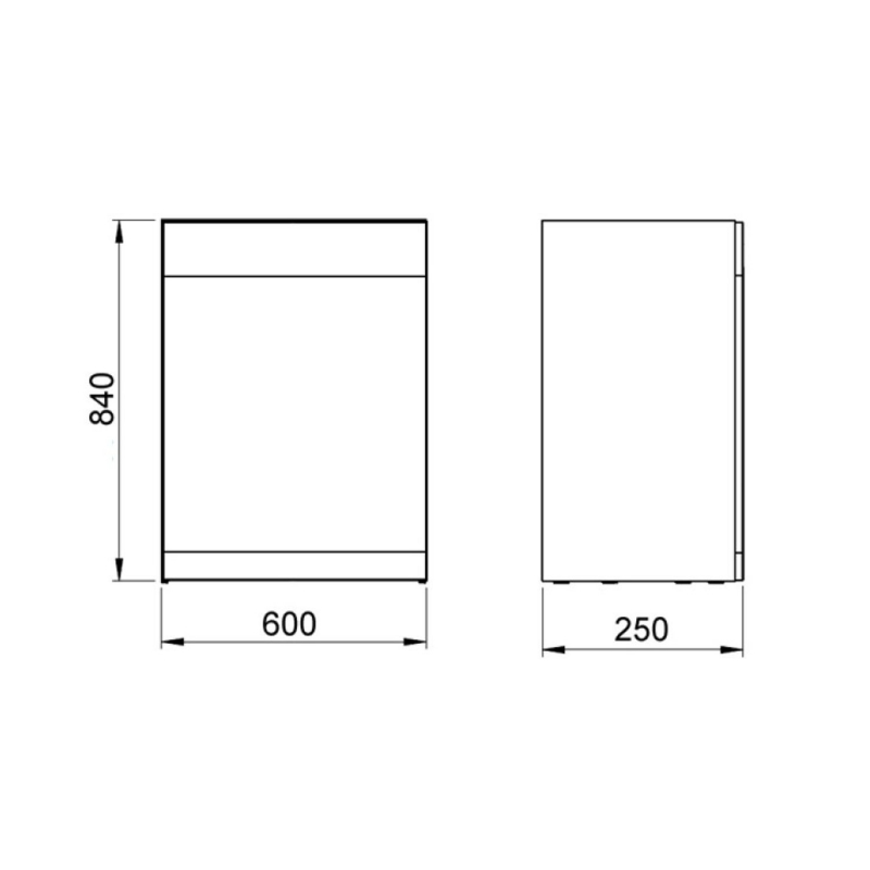 Royo Vitale Back to Wall Toilet WC Unit 600mm Wide - Light Oak  | Dimension Image