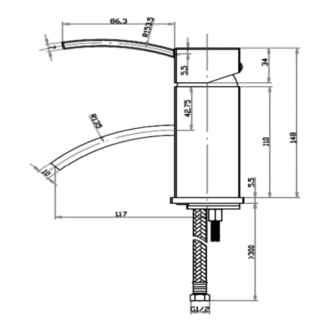 Sagittarius Arke Monobloc Basin Mixer Tap with Pop Up Waste - Chrome