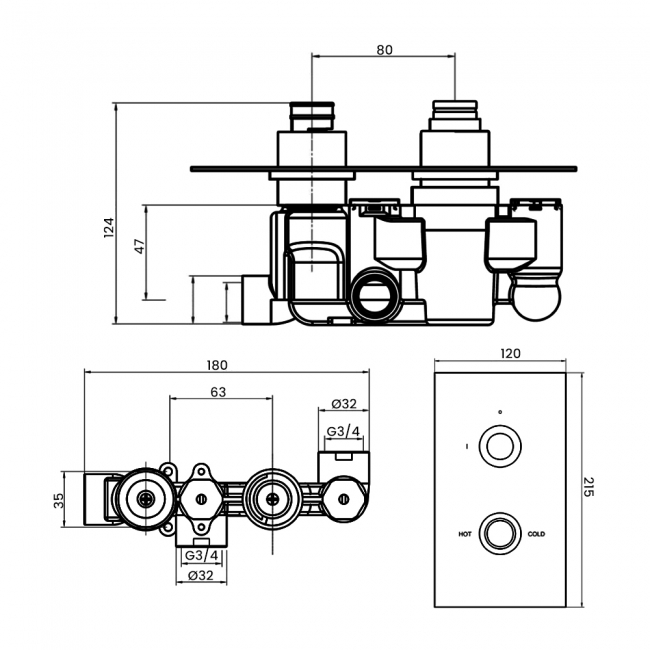 Sagittarius Avant Concealed Shower Valve Dual Handle - Chrome
