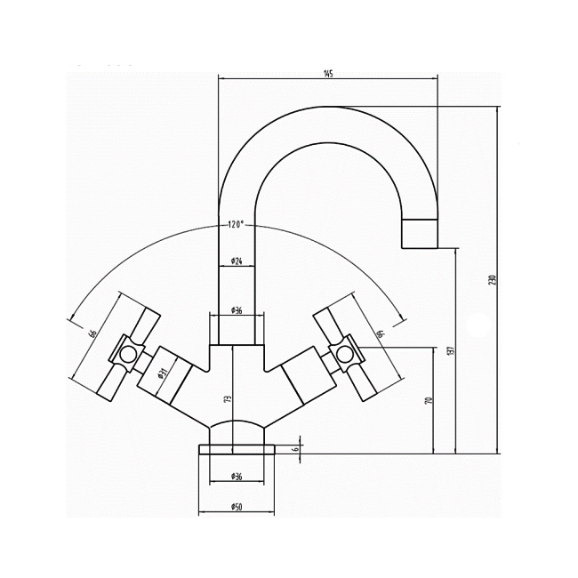 Sagittarius Avant Swivel Spout Mono Basin Mixer Tap with Push Button Waste Dual Handle - Chrome