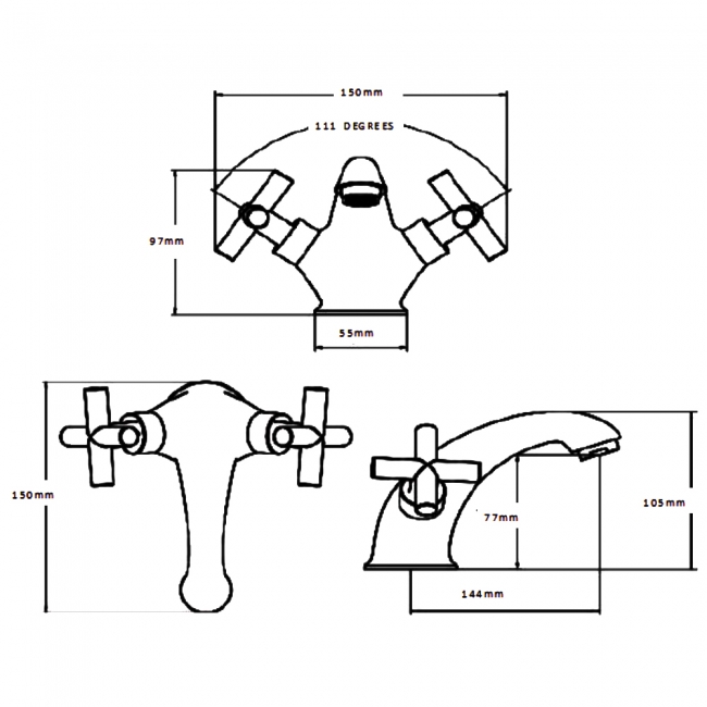 Sagittarius Avant Mono Basin Mixer Tap with Sprung Waste Dual Handle - Chrome