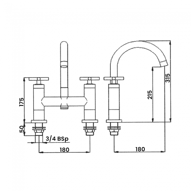 Sagittarius Avant Bath Filler Tap Pillar Mounted - Chrome