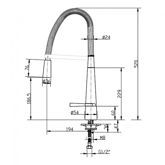 Sagittarius Aztec Mono Kitchen Sink Pull-Out Mixer Tap - Chrome