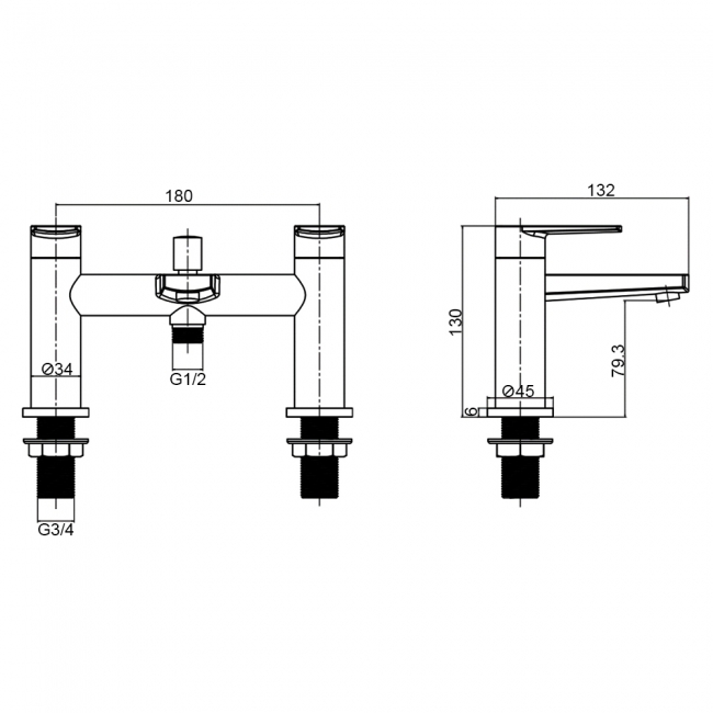 Sagittarius Baby Bari Bath Shower Mixer Tap with Shower Kit Pillar Mounted - Chrome