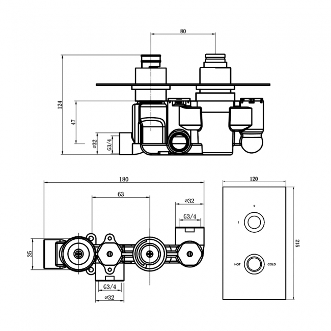 Sagittarius Bari Thermostatic Concealed Shower Valve Dual Handle - Chrome