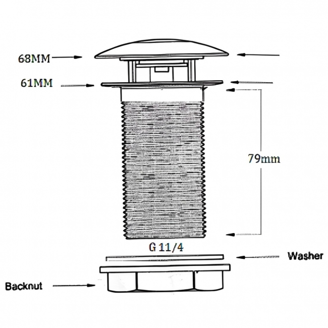 Sagittarius Centre Push Basin Waste Chrome - Unslotted (For Basins with No Overflow)
