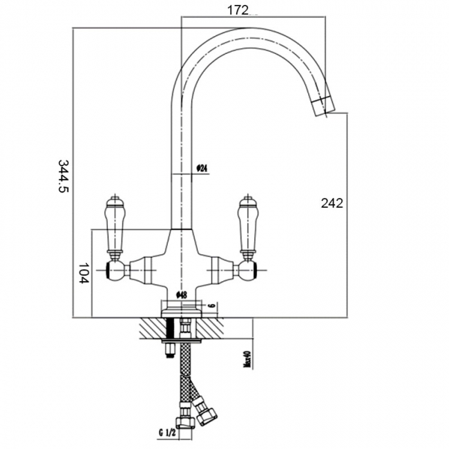 Sagittarius Canterbury Mono Kitchen Sink Mixer Tap Dual Handle - Chrome