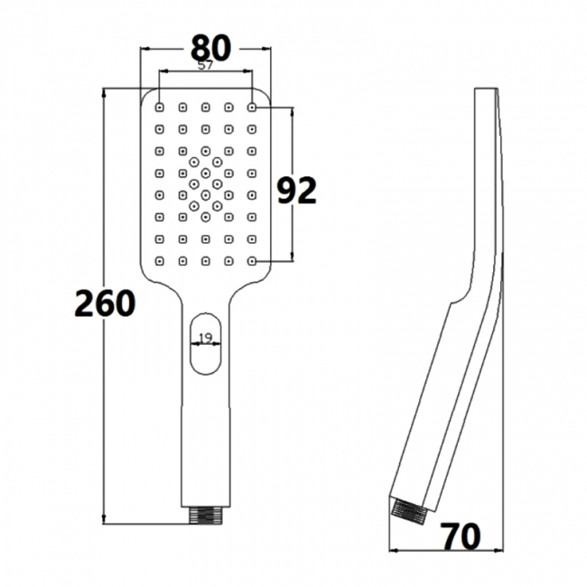 Sagittarius Capri 3 Mode Push Button Rectangular Shower Handset - Chrome