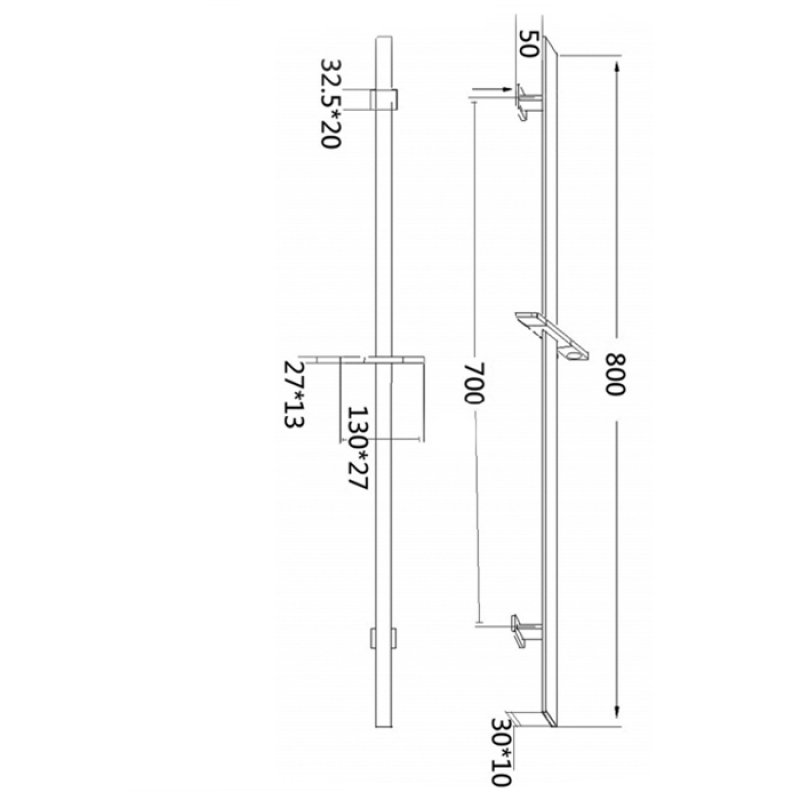 Sagittarius Capri Three Function Push Button Shower Slide Rail Kit - Chrome