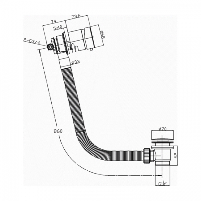 Sagittarius Lever Centrafill Bath Waste Built-In On/Off Control Chrome