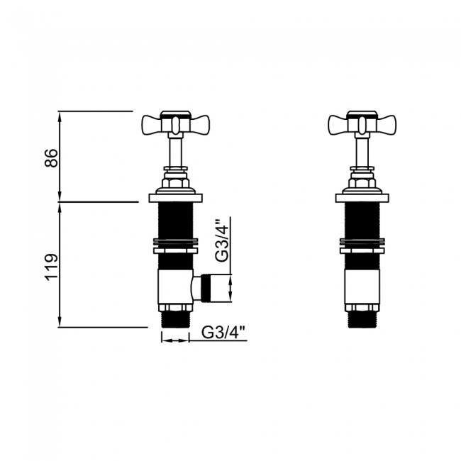 Sagittarius Churchmans Side Valves Deck Mounted Chrome