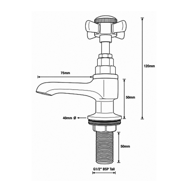 Sagittarius Churchmans Basin Tap Pair - Chrome  | Dimension Image
