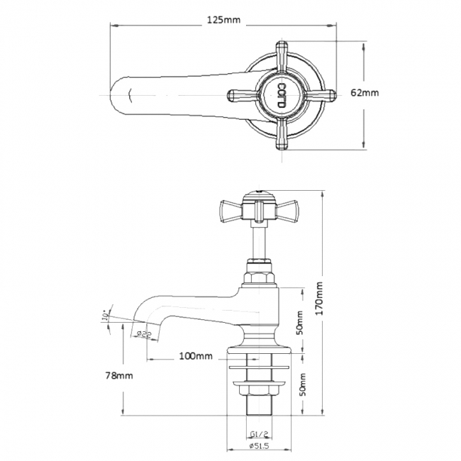 Sagittarius Churchmans Bath Taps Pair Chrome