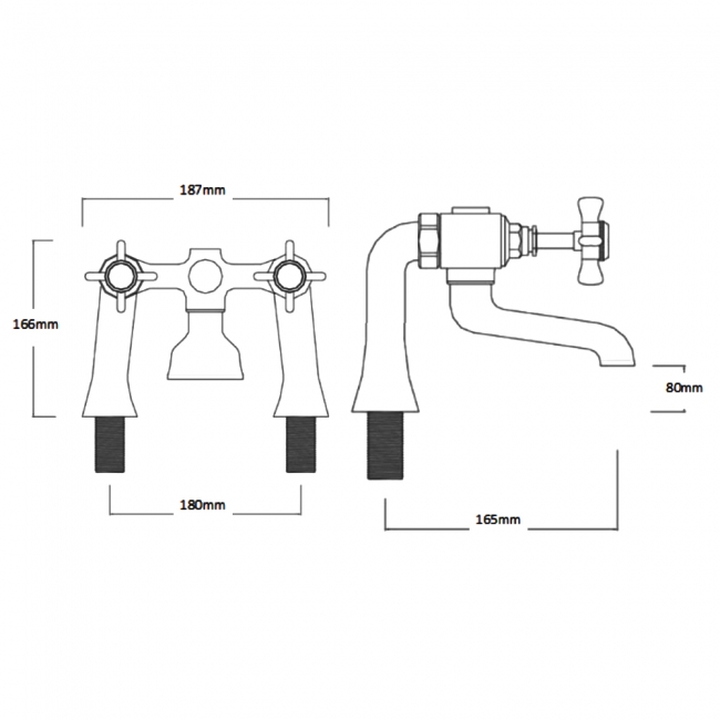 Sagittarius Churchmans Bath Filler Tap Pillar Mounted - Chrome