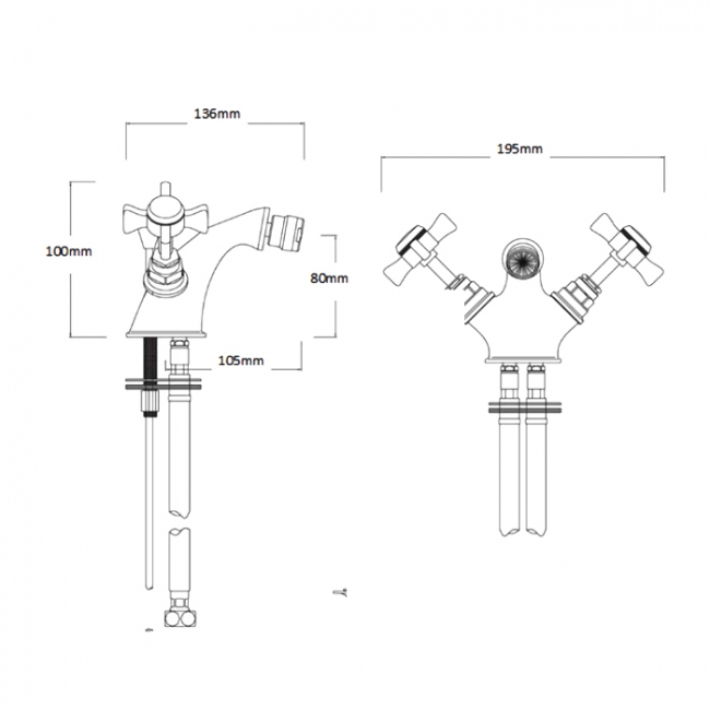 Sagittarius Churchmans Mono Bidet Mixer Tap With Pop Up Waste Dual Handle Chrome