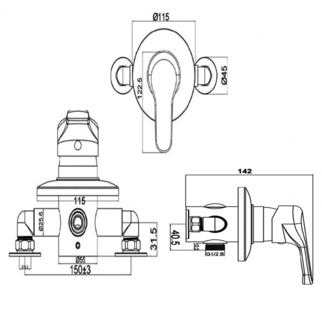 Sagittarius Como Adjustable Manual Exposed and Concealed Shower Valve - Chrome