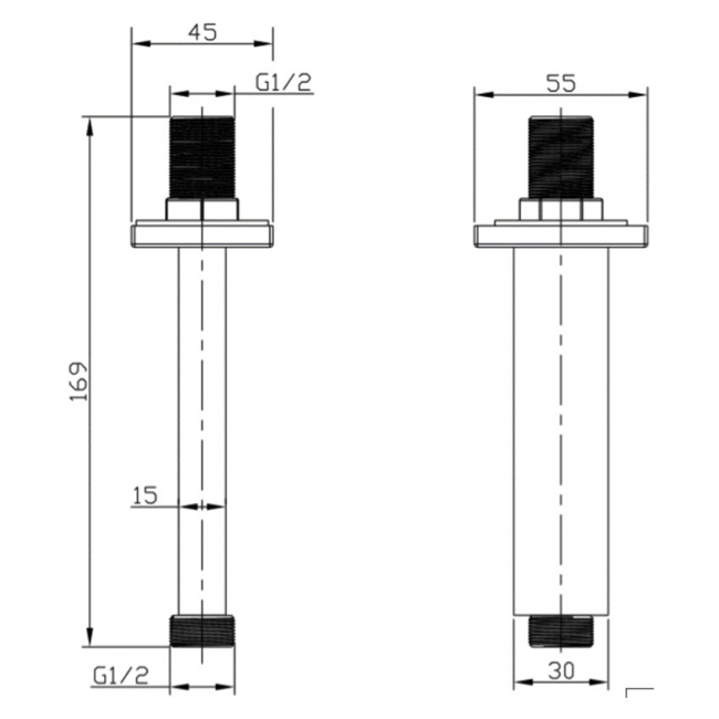 Sagittarius Cube Ceiling Mounted Arm 120mm Length - Chrome