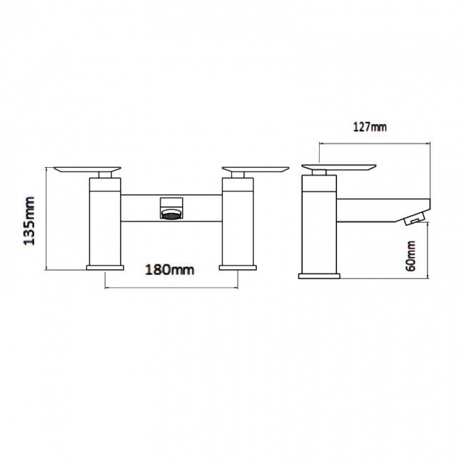 Sagittarius Eclipse Bath Filler Tap Pillar Mounted - Chrome  | Dimension Image