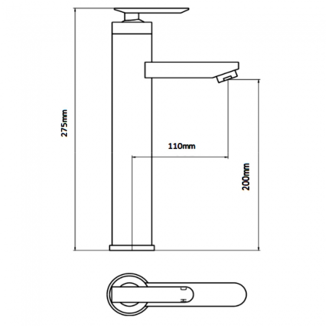 Sagittarius Eclipse Extended Tall Basin Mixer Tap with Sprung Waste - Chrome