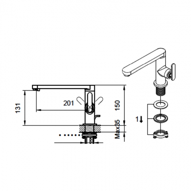Sagittarius Eclipse Reach Side Lever Basin Mixer Tap with Sprung Waste - Chrome