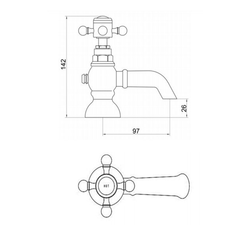 Sagittarius Edwardian Crosshead Bath Taps Pair - Chrome