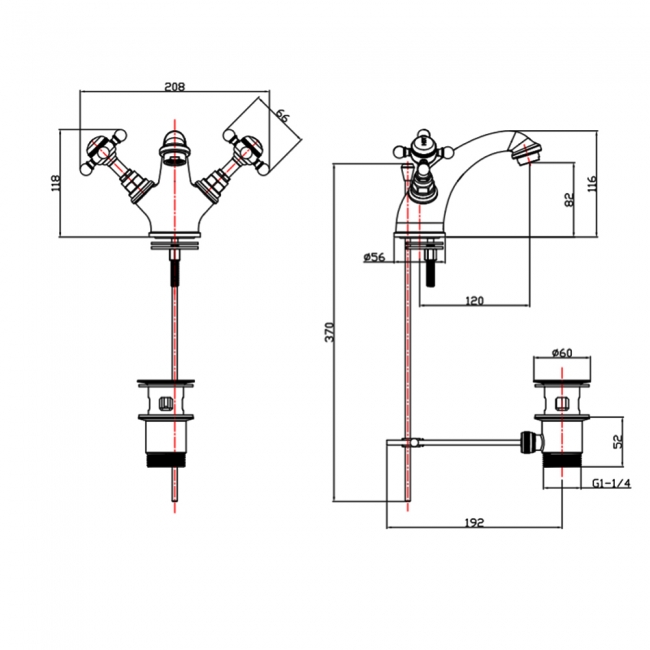 Sagittarius Edwardian Deluxe Monobloc Basin Mixer Tap with Sprung Waste - Chrome