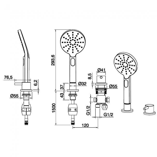 Sagittarius Ergo Shower Handset and 2-Way Diverter Deck Mounted Chrome
