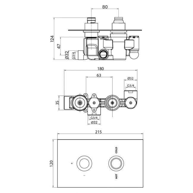 Sagittarius Ergo Concealed Shower Valve Dual Handle - Chrome