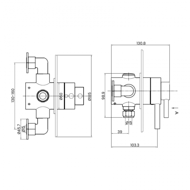 Sagittarius Ergo 15mm Inlet Exposed Thermostatic Shower Valve