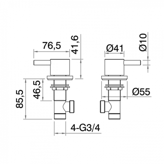 Sagittarius Ergo Side Valves Deck Mounted Chrome