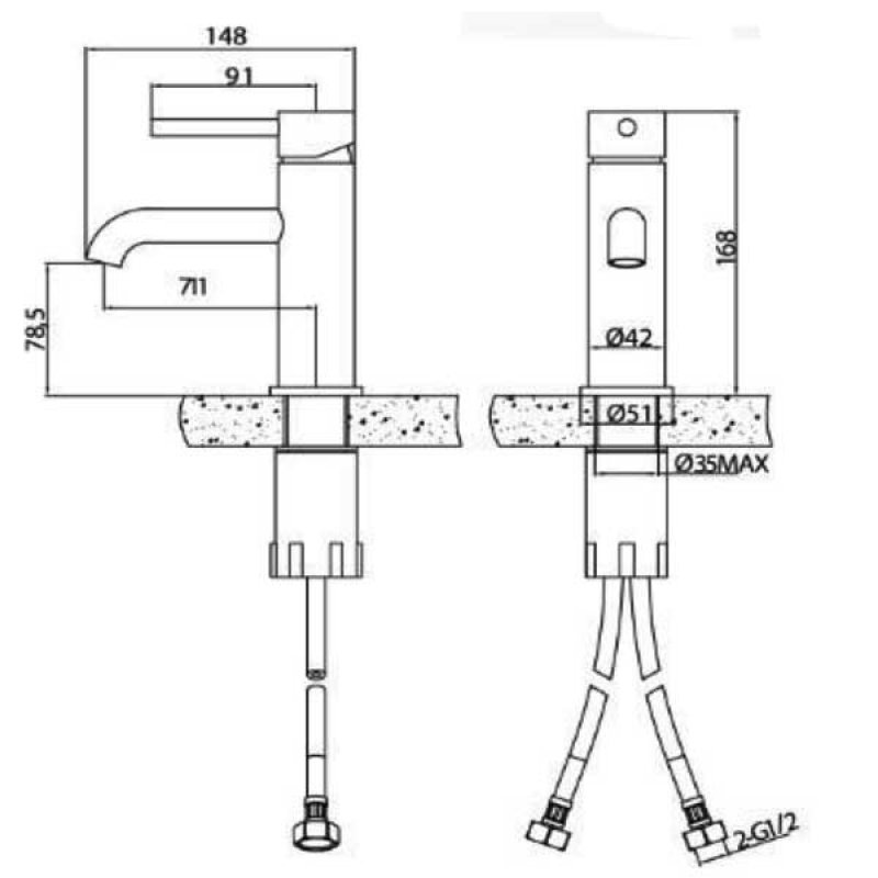 Sagittarius Ergo Mono Basin Mixer Tap with Sprung Waste - Chrome