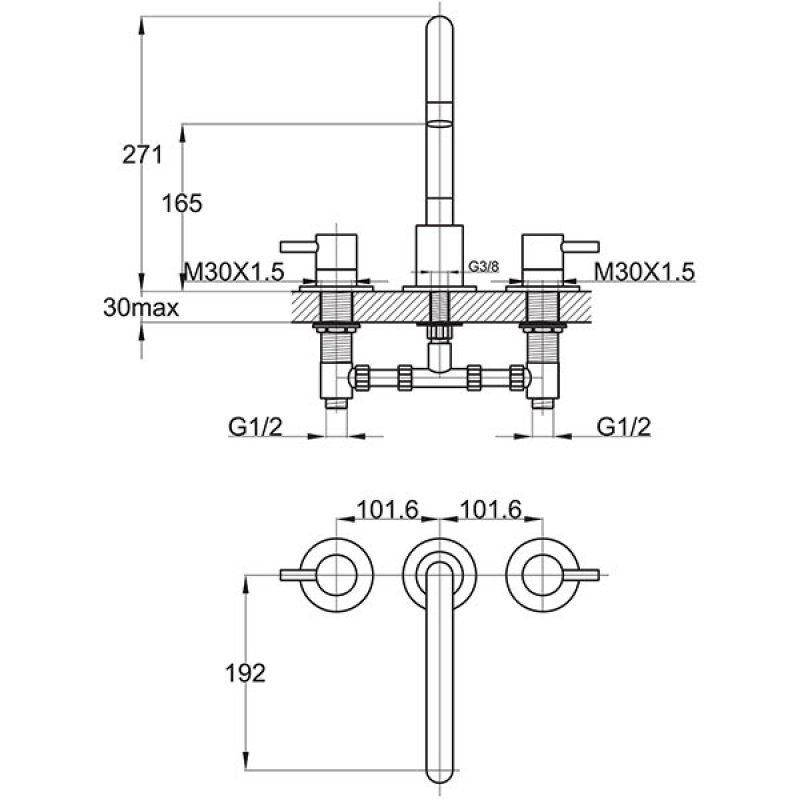 Sagittarius Ergo 3-Hole Bath Filler Tap Deck Mounted - Chrome